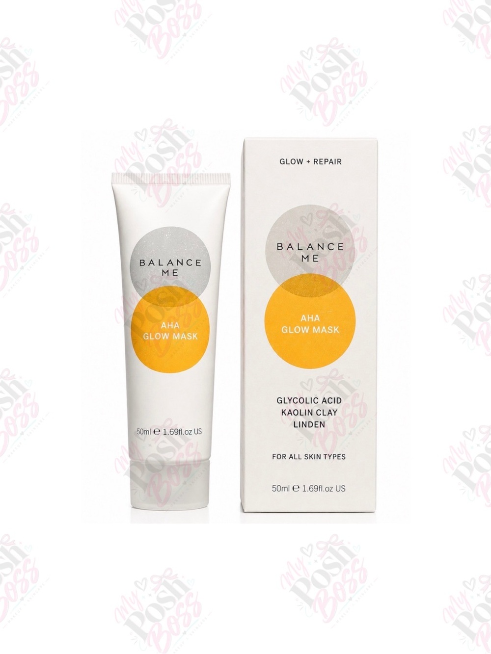 3/$30💋 Balance Me AHA Glow Mask – Glycolic Acid Kaolin Clay Linden – BNIB